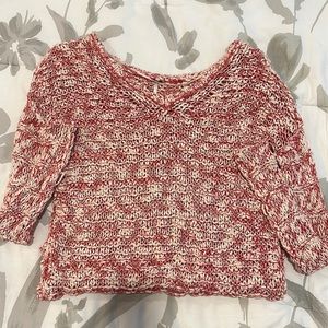 Red & Cream Free People Knit Sweater XS